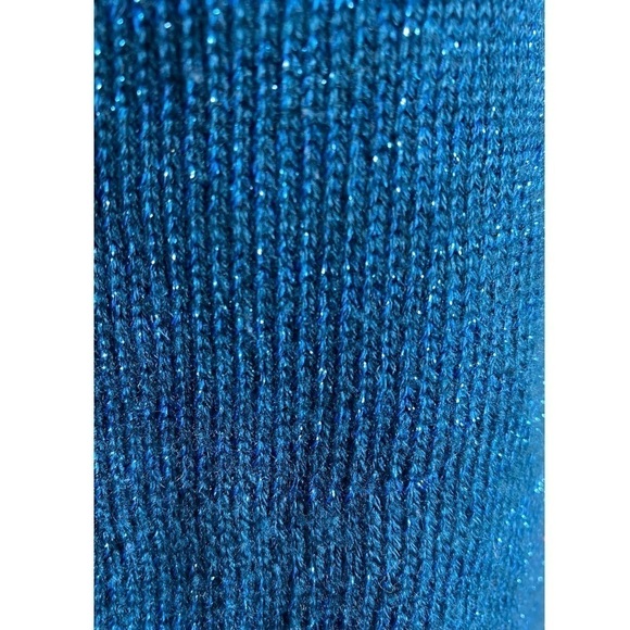 Tulle Sparkly Blue V- Neck Sweater Blue Size M - Picture 3 of 7